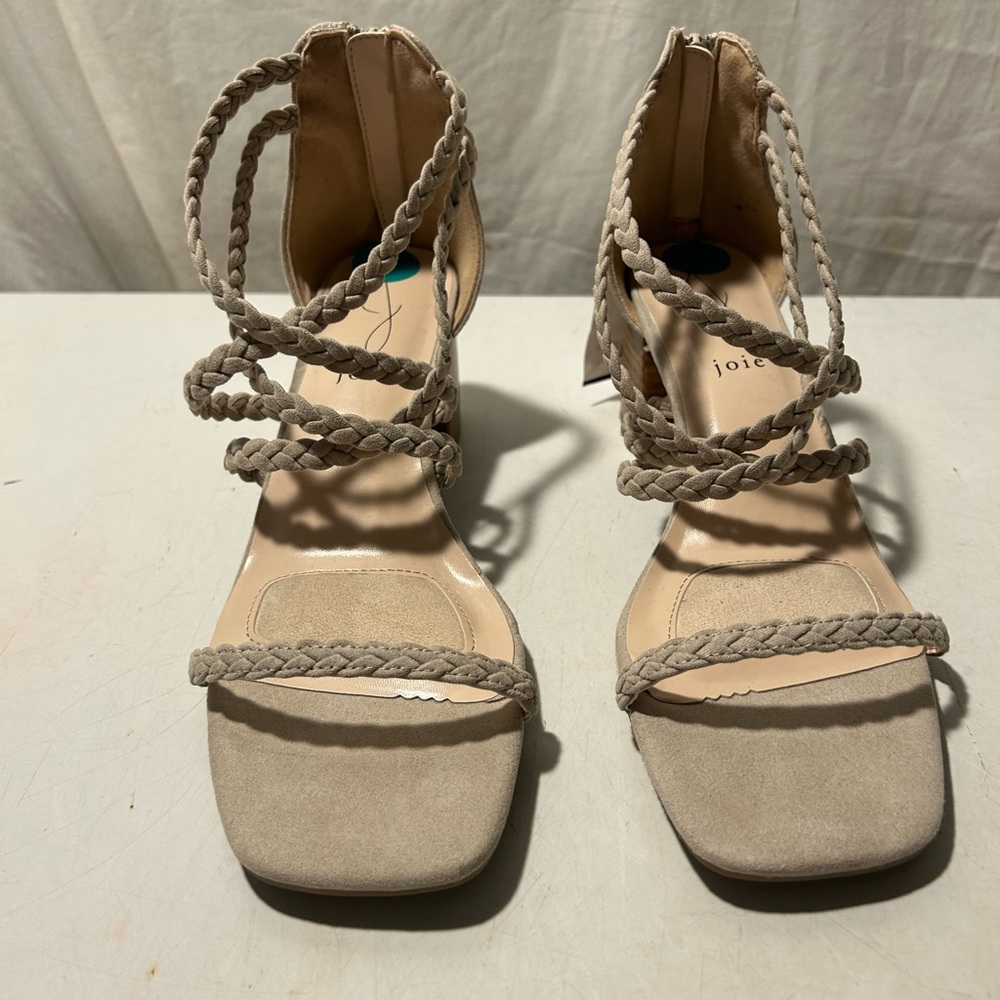 Joie tan braided strappy zip up 2” block heels various sizes all NWT